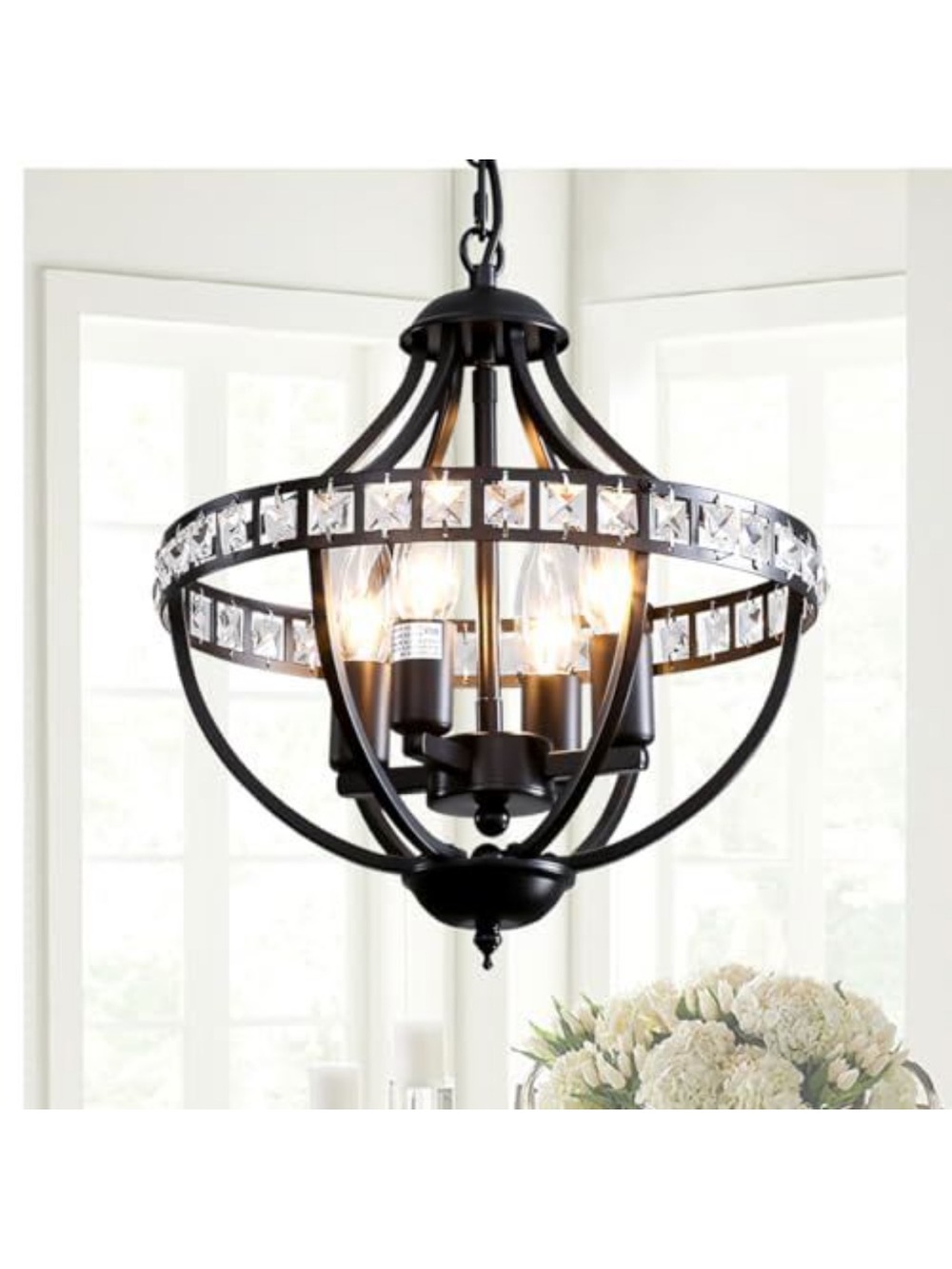 Elegant Black Crystal Accent Chandelier -